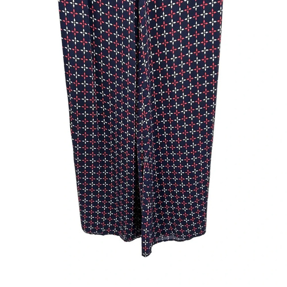 Anthropologie Cartonnier Pants‎ Geometric Print Wide Leg Rayon Navy Blue Size 4 - Picture 4 of 10